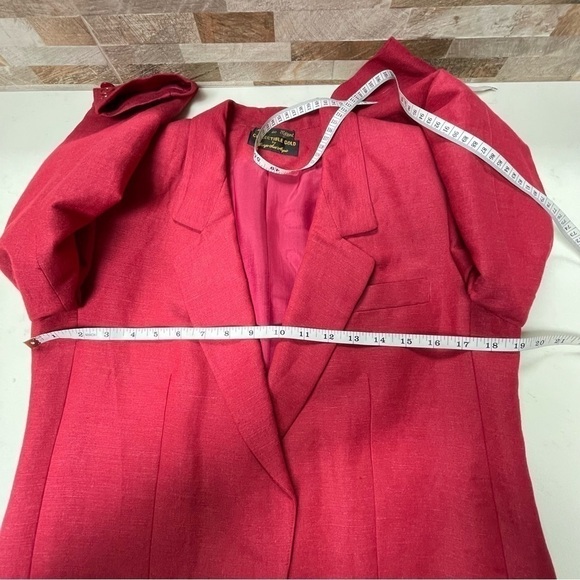 Vintage Y2K Giorgio Sant'Angelo Collectable Gold Red Linen blazer Red Size 6 - Picture 11 of 14